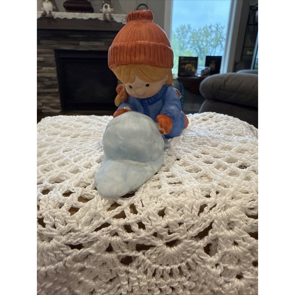 ENESCO 1990 Vintage Country Cousin Girl With The Snow Ball Figure